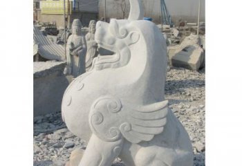南阳汉白玉独角兽石雕，精美细腻，魅力无穷