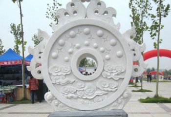 南阳精雕细琢汉白玉双龙石门墩雕塑