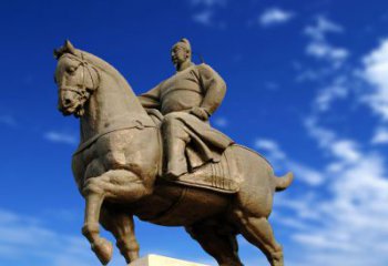 南阳领雕塑正大光明：李世民骑马景观雕塑