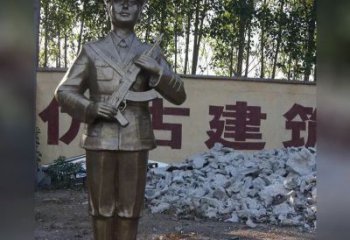 南阳精美纪念，战士铜雕——中领雕塑