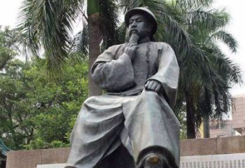 南阳精美静谧——林则徐坐姿铜雕塑