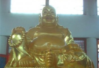 南阳传统工艺制作鎏金弥勒佛像
