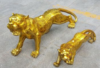 南阳鎏金老虎，铜雕工艺精美