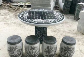 南阳精美梅兰竹菊形石桌凳，无与伦比的艺术美感