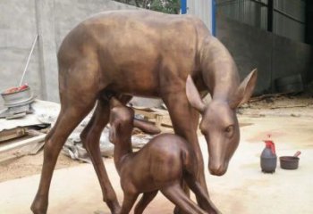 南阳母子鹿公园动物铜雕——精美绝伦