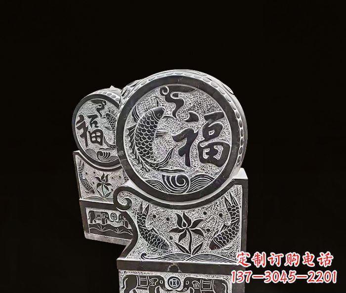 南阳年年有余雕塑-门墩仿古抱鼓石