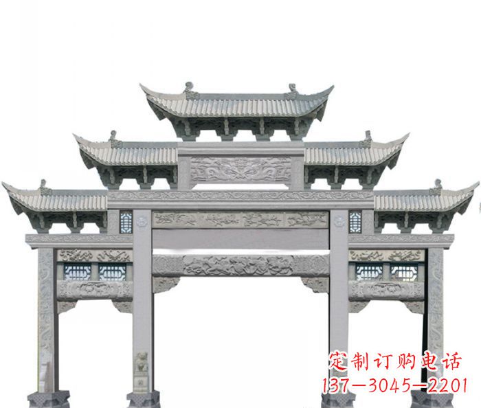 南阳中领雕塑定制式牌坊石雕