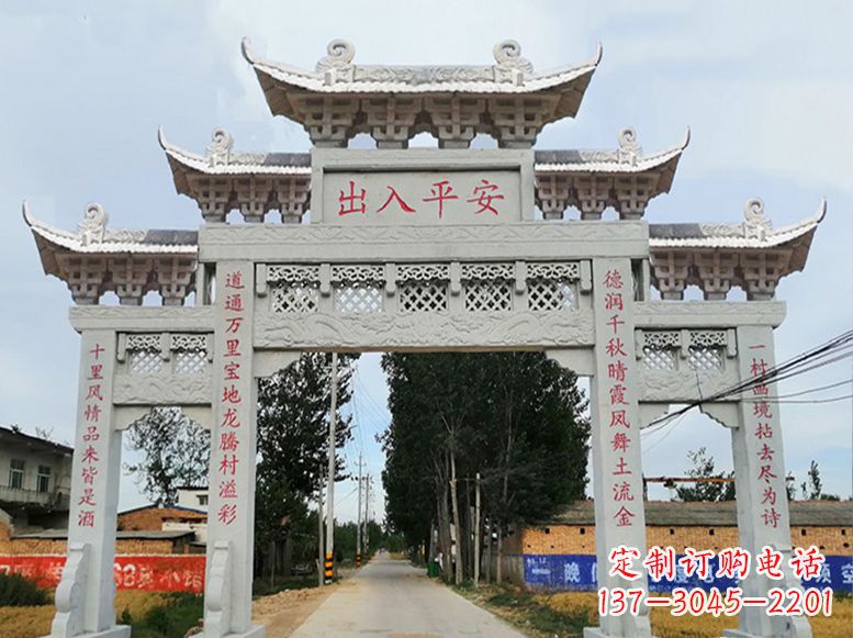 南阳用高质量石雕打造精美牌楼雕塑