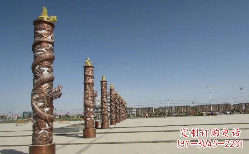 南阳中领雕塑|专业定制盘龙柱广场柱子铜雕