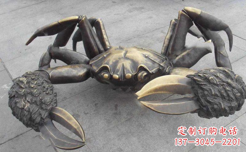 南阳中领雕塑以传统工艺出品的螃蟹铜雕,是杰出…