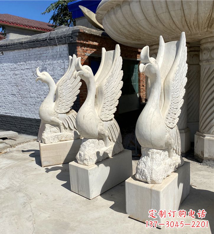 南阳喷水天鹅大理石公园水景动物雕塑