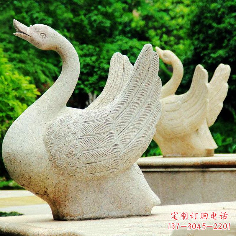 南阳高雅优美的砂岩天鹅雕塑