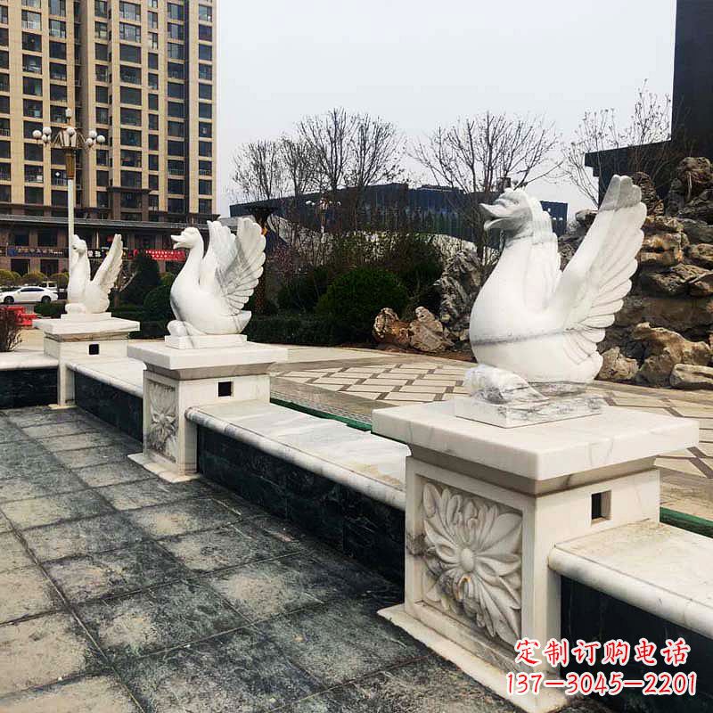 南阳喷水天鹅石雕-公园小区水池喷水动物喷泉