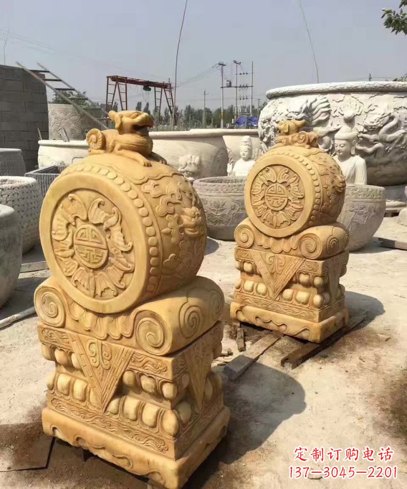 南阳貔貅抱鼓石雕塑