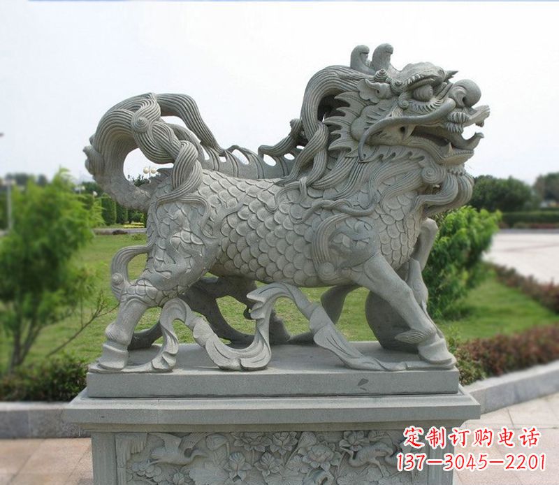 南阳典雅经典,麒麟招财石雕把你的梦想变成现实