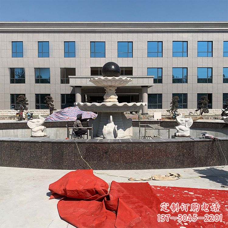 南阳企业广场招财石雕喷泉雕塑