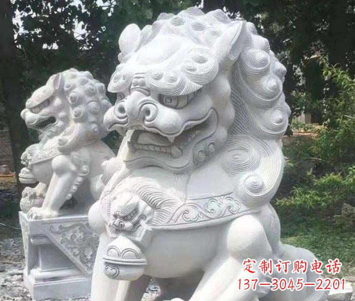 南阳企业景观大理石狮子石雕 (4)