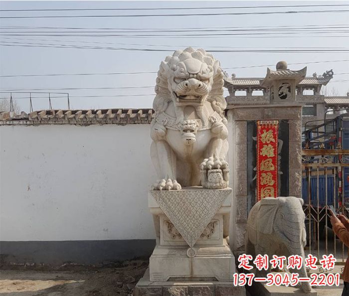 南阳精美大理石狮子石雕
