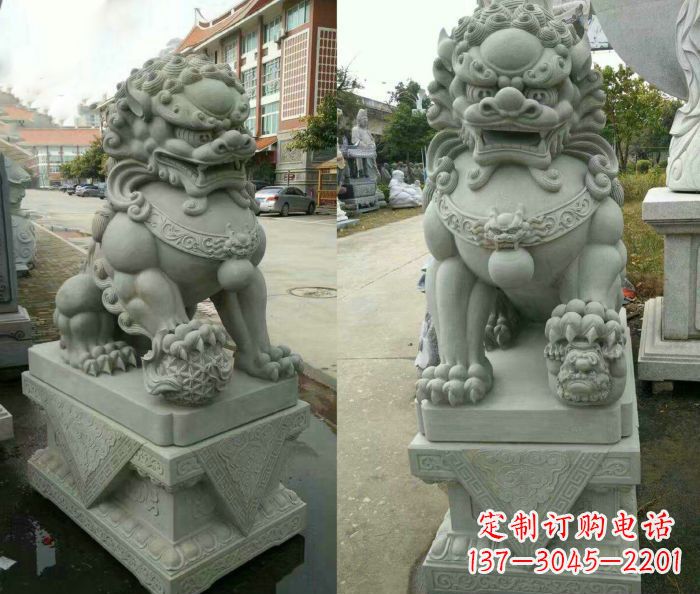 南阳大理石狮子石雕——雕塑定制中的艺术精品
