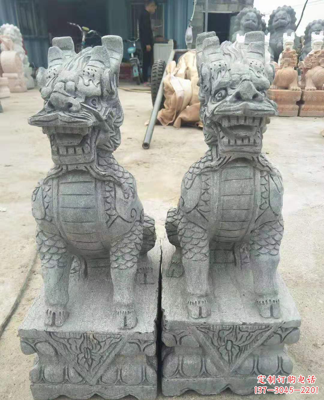 南阳古典雅致的麒麟石雕