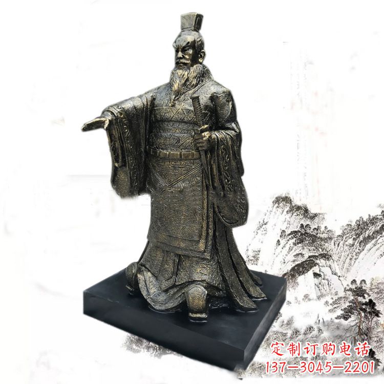 南阳秦始皇玻璃钢仿铜雕塑