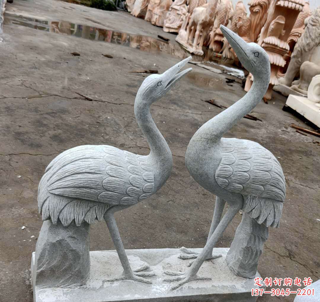 南阳青石雕鹿竹松鹤