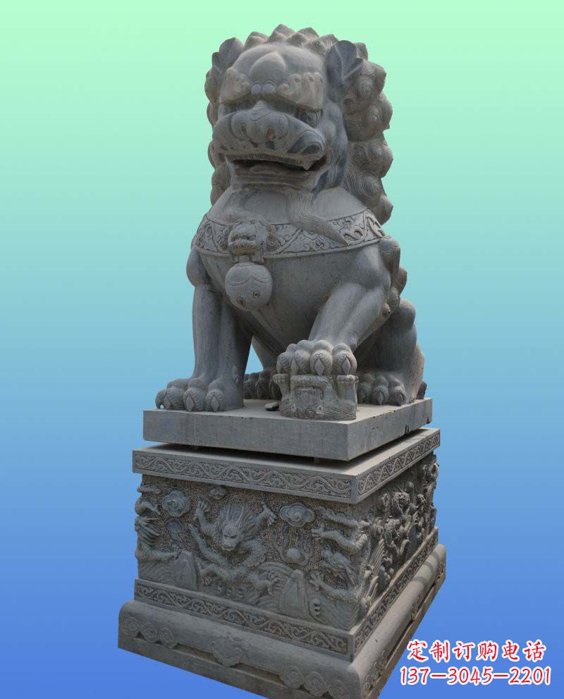 南阳传统工艺与现代美感完美结合的青石狮子雕塑