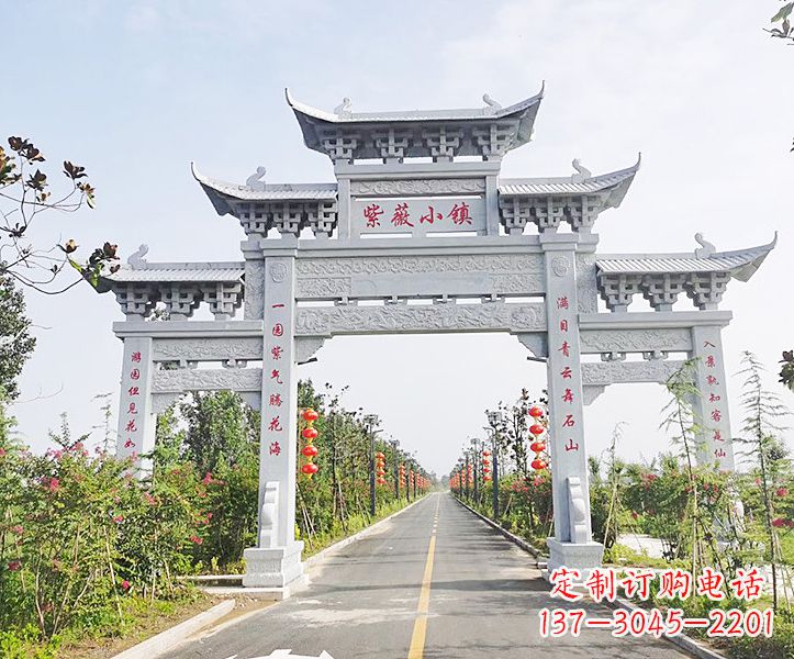 南阳青石雕塑牌坊