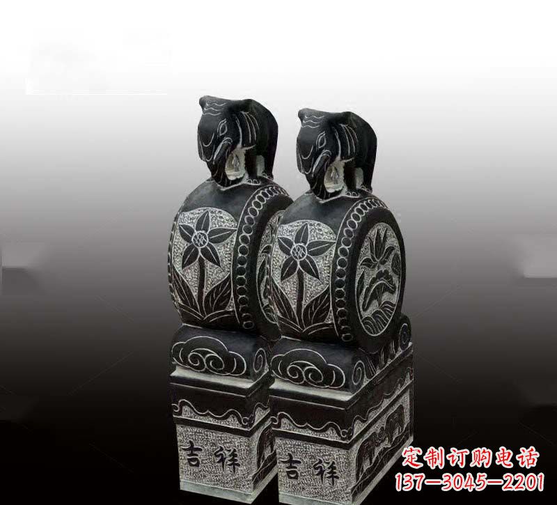 南阳高质感青石仿古大象门墩