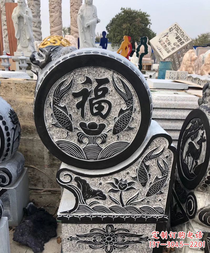 南阳高雅精致的青石仿古门墩雕塑