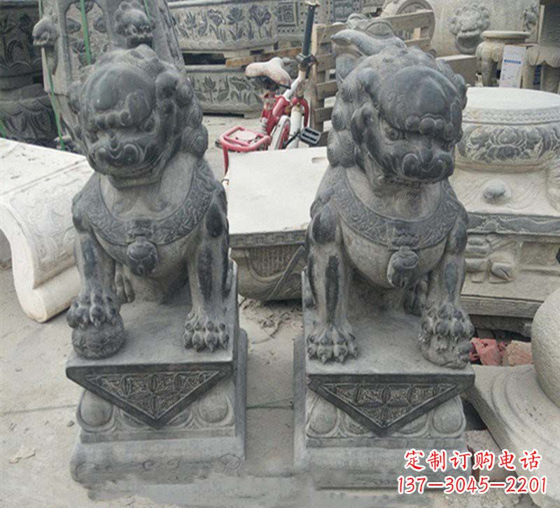 南阳传承传统,精致青石狮子雕塑