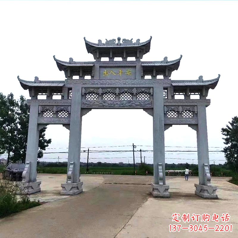 南阳青石仿古农村石牌坊