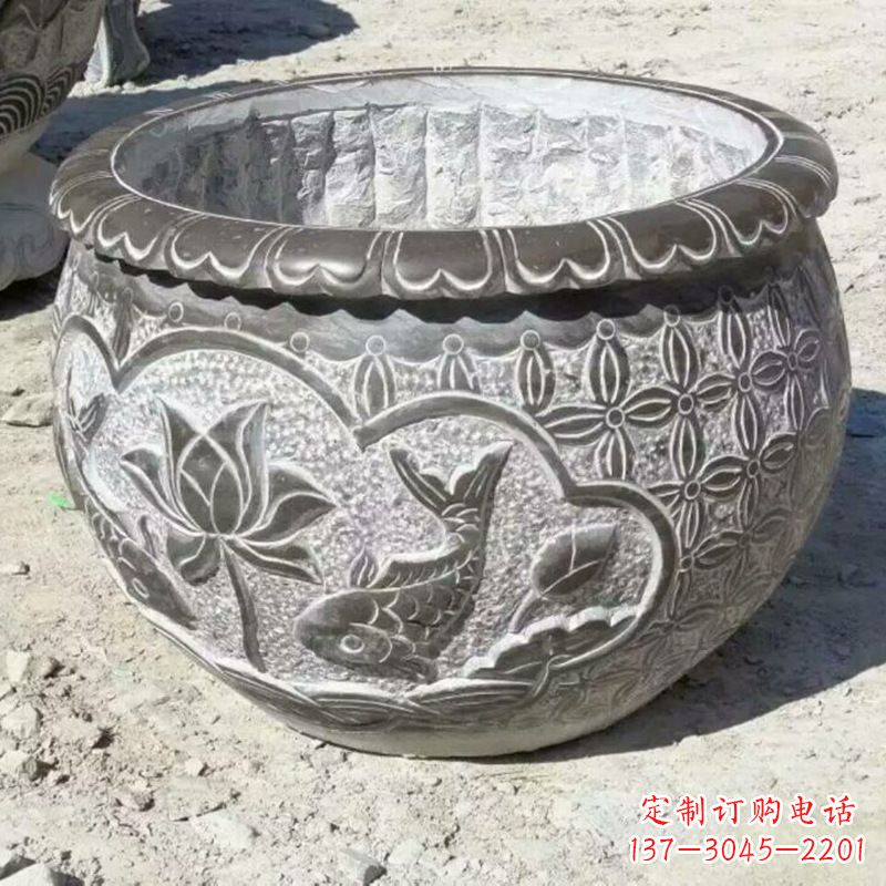 南阳青石浮雕水缸
