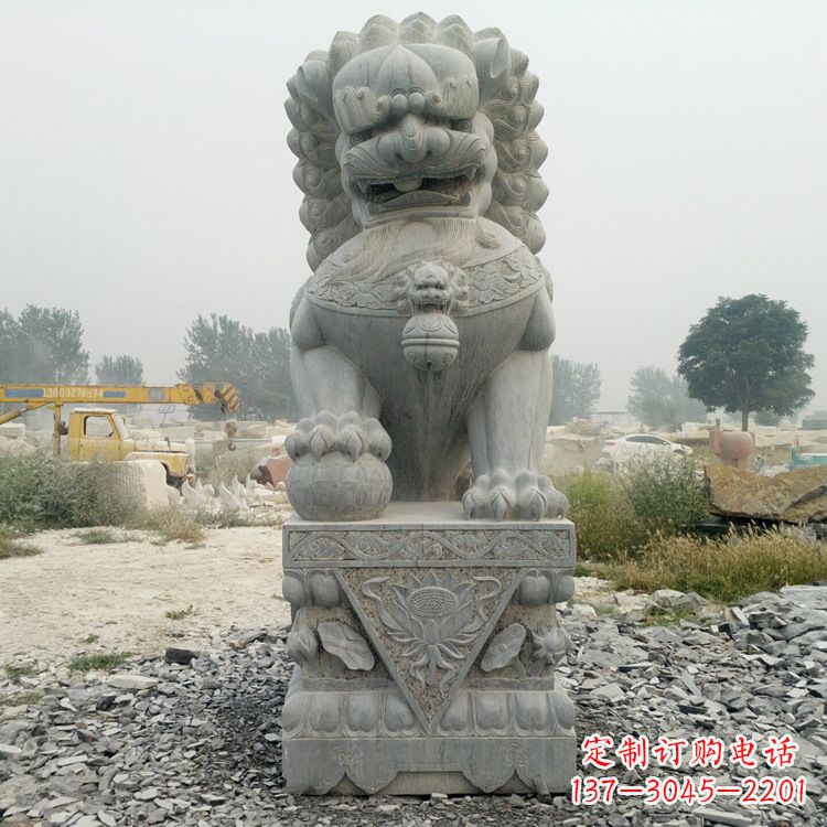 南阳完美雕刻,精美青石狮子雕塑