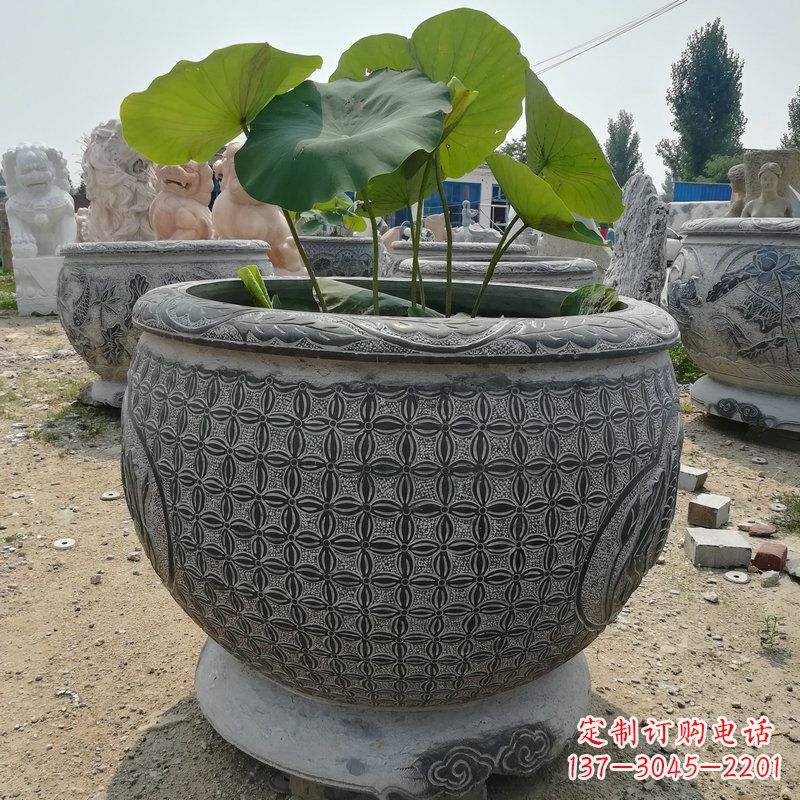 南阳青石荷花鱼石缸