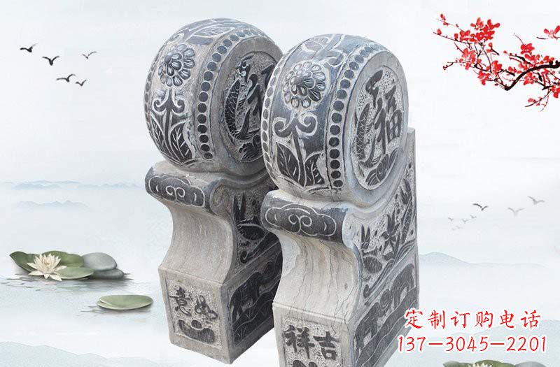 南阳青石吉祥如意仿古门墩