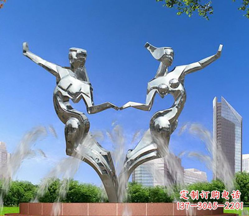 南阳爱情镌刻,不锈钢抽象情侣雕塑