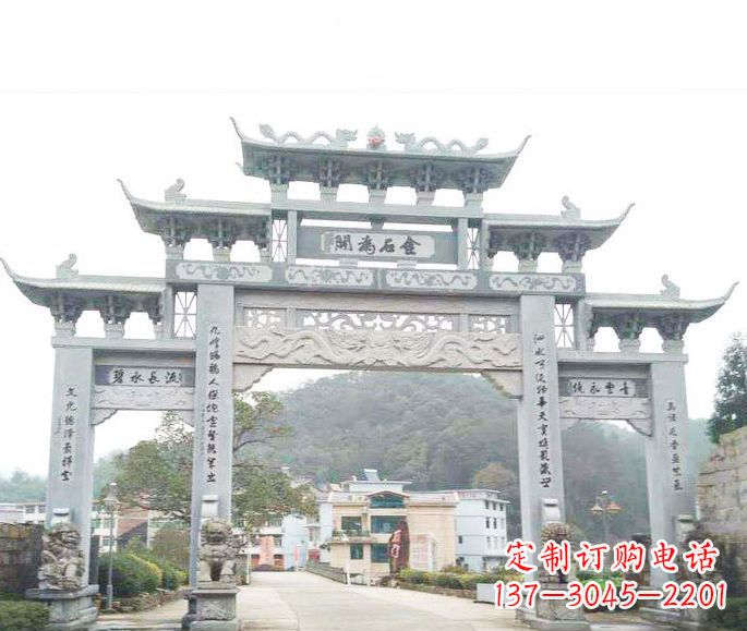南阳三门五楼石牌坊石雕——精美精致的多层次雕刻
