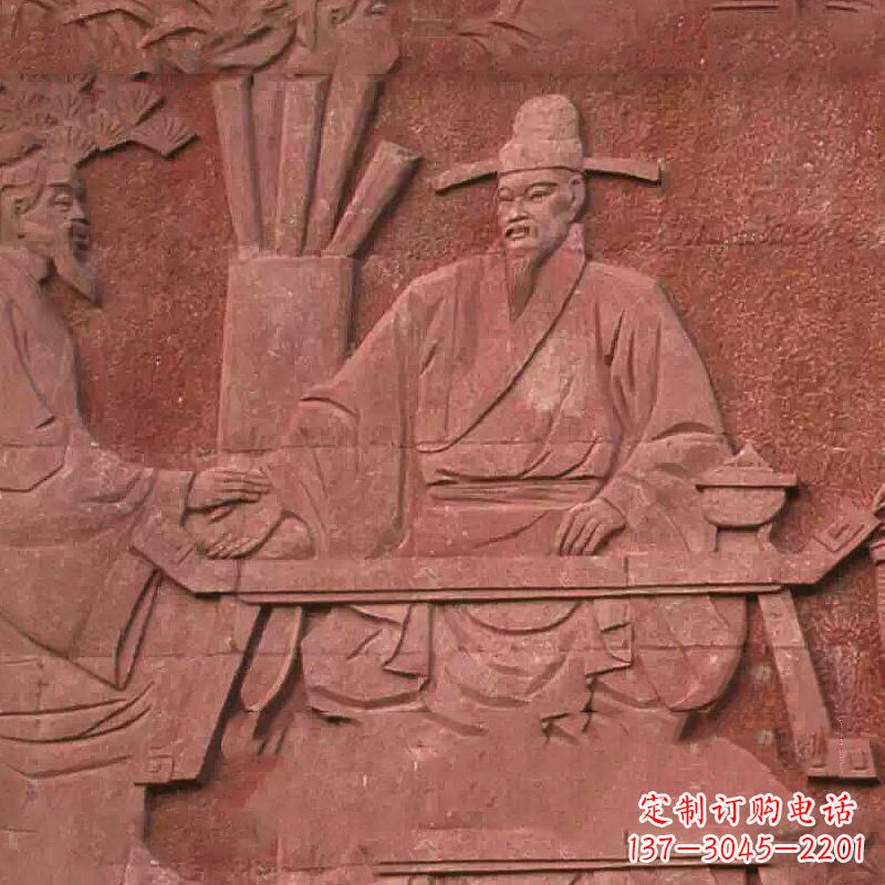 南阳沈括砂岩浮雕,重现学校历史名人壁画