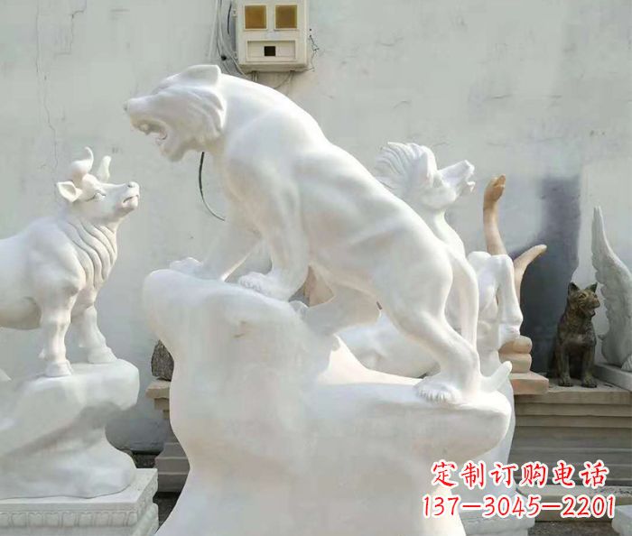 南阳中领雕塑:汉白玉老虎雕塑