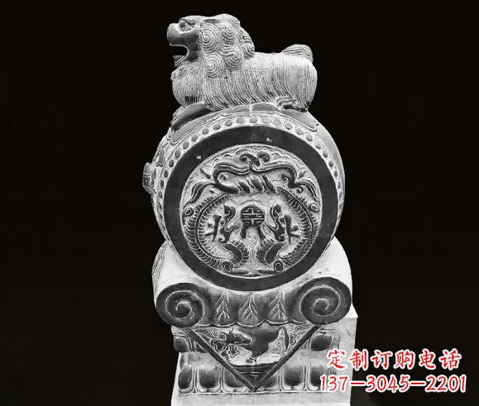 南阳中领雕塑狮子石抱鼓仿古石门墩