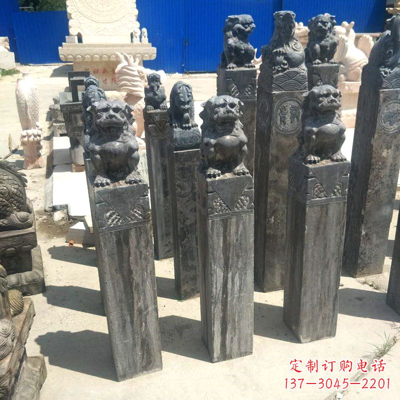 南阳狮子拴马桩雕塑,展现国之雄风