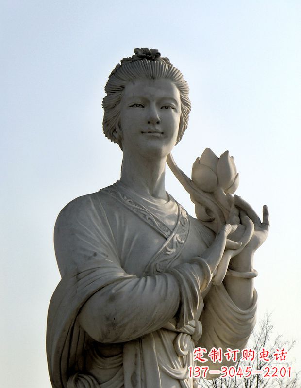 南阳汉白玉荷花雕塑,精致美丽无双!