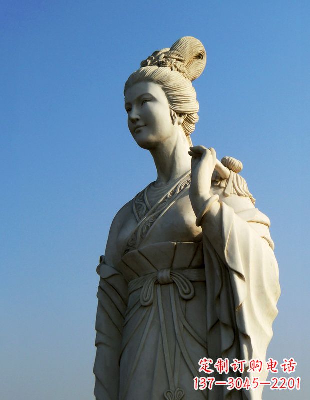 南阳十二花神九月菊花庞苏汉白玉美女雕像