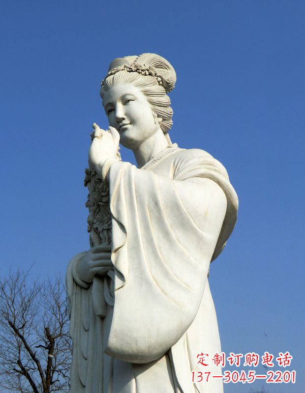 南阳十二花神之三月桃花息夫人汉白玉精美美女雕像