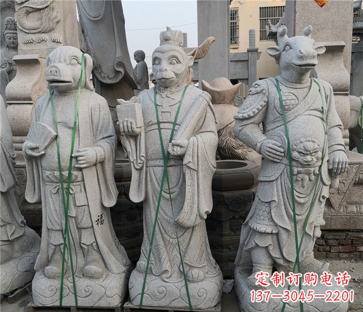 南阳十二生肖动物石雕,悦目明快!