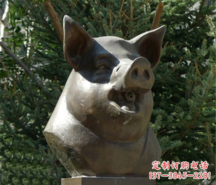 南阳十二生肖猪首铜雕