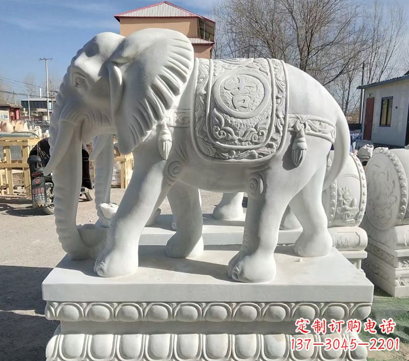 南阳中领雕塑精美石材大象雕塑