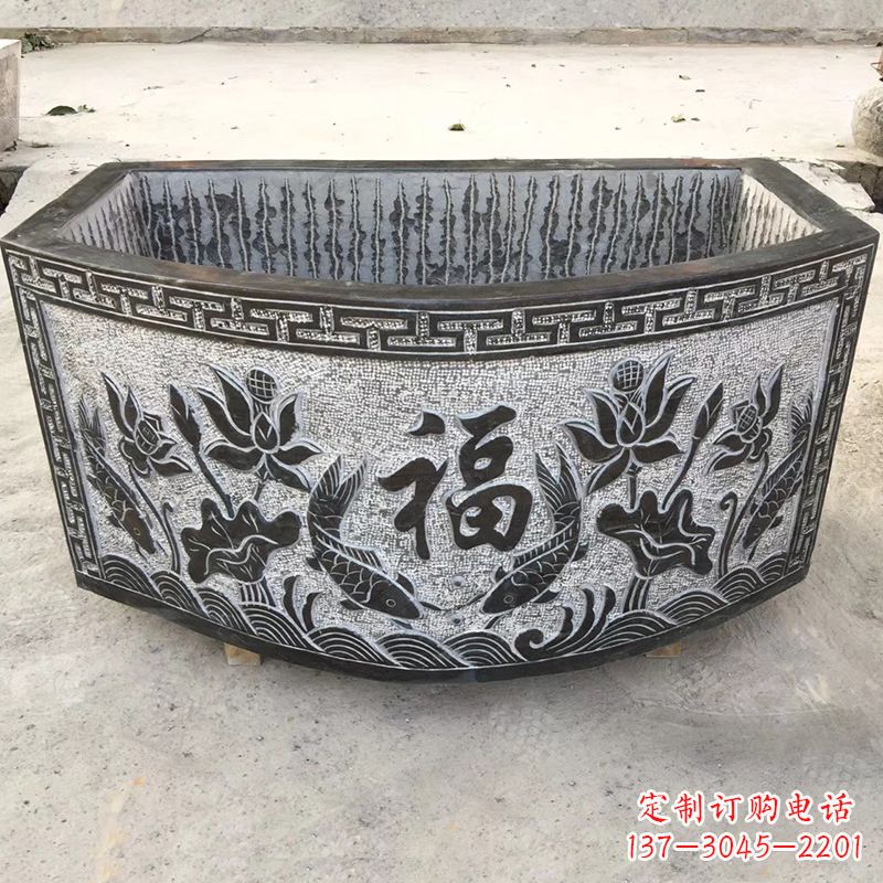 南阳欣赏自然美景,石槽养鱼缸静谧雕塑