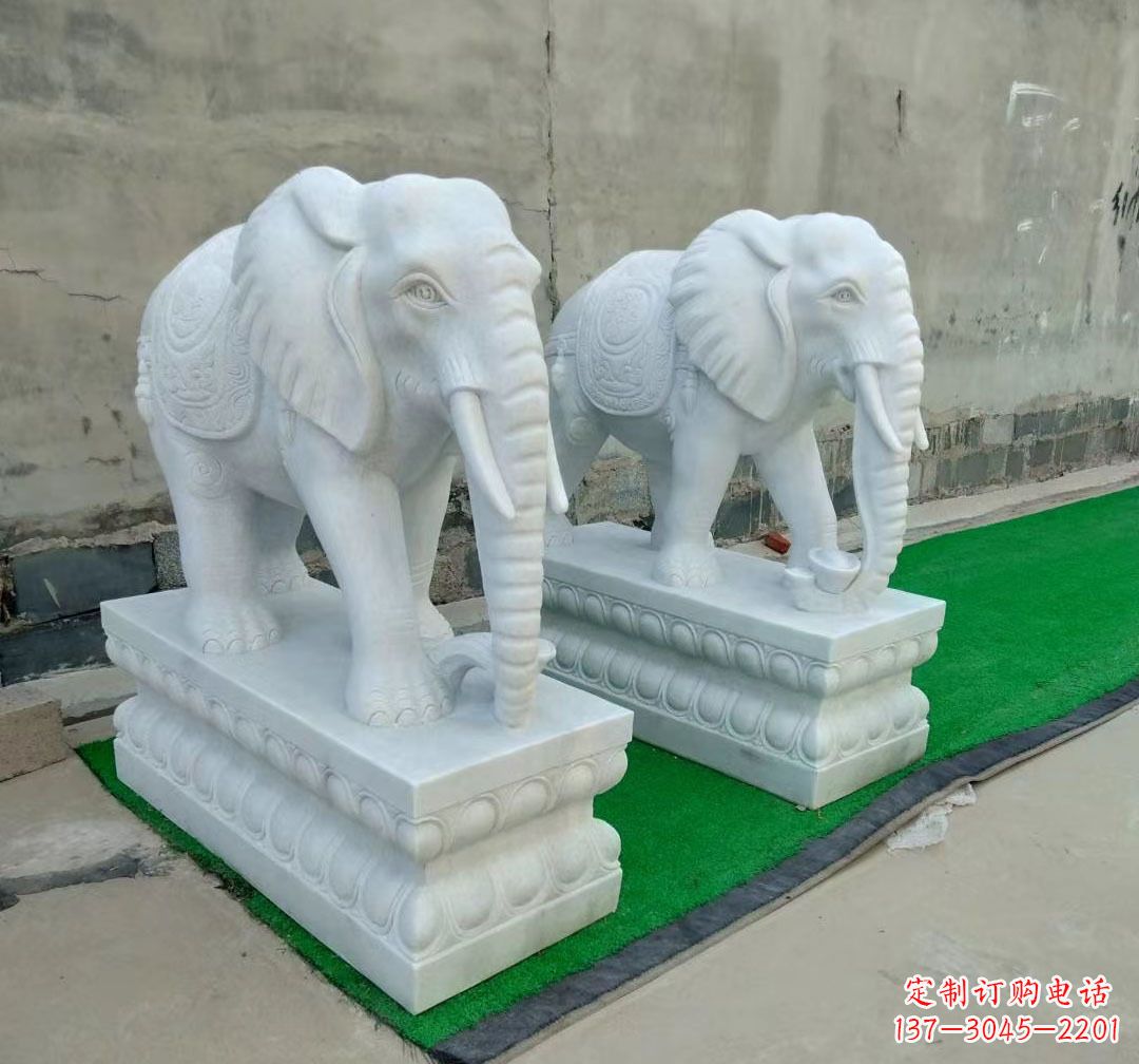 南阳中领雕塑:精美大象汉白玉雕塑
